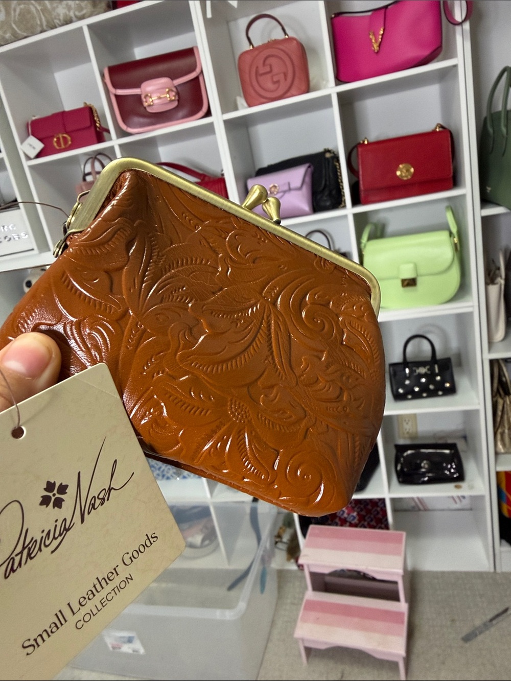 Patricia Nash Embossed Leather Coin Purse - Brown NWT